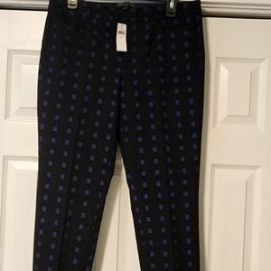 Banana Republic Sloan fit, size 8. Black with blue squares. NWT.
